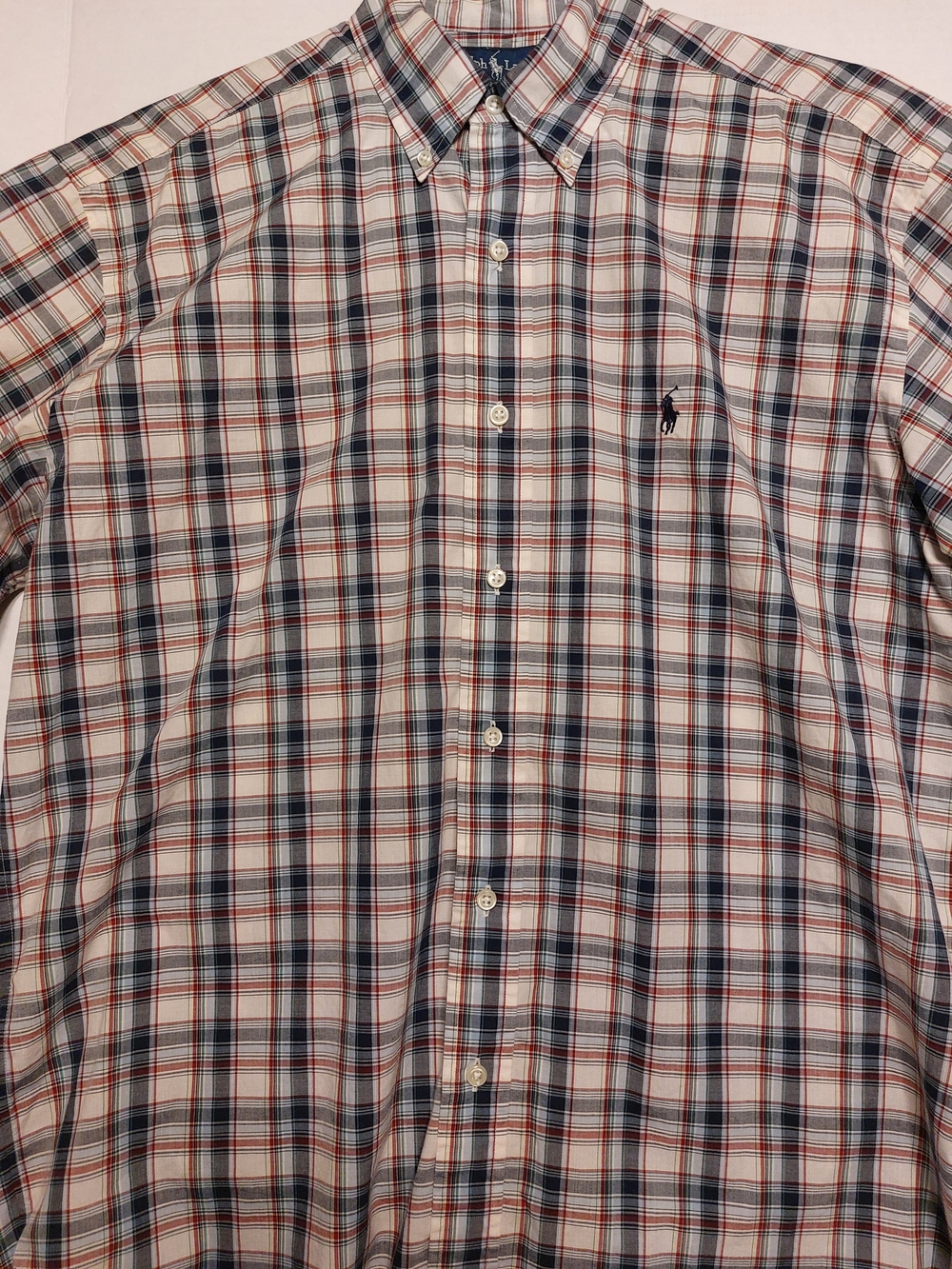 Ralph Lauren Plaid Button-Down Shirt - White, Navy & Red